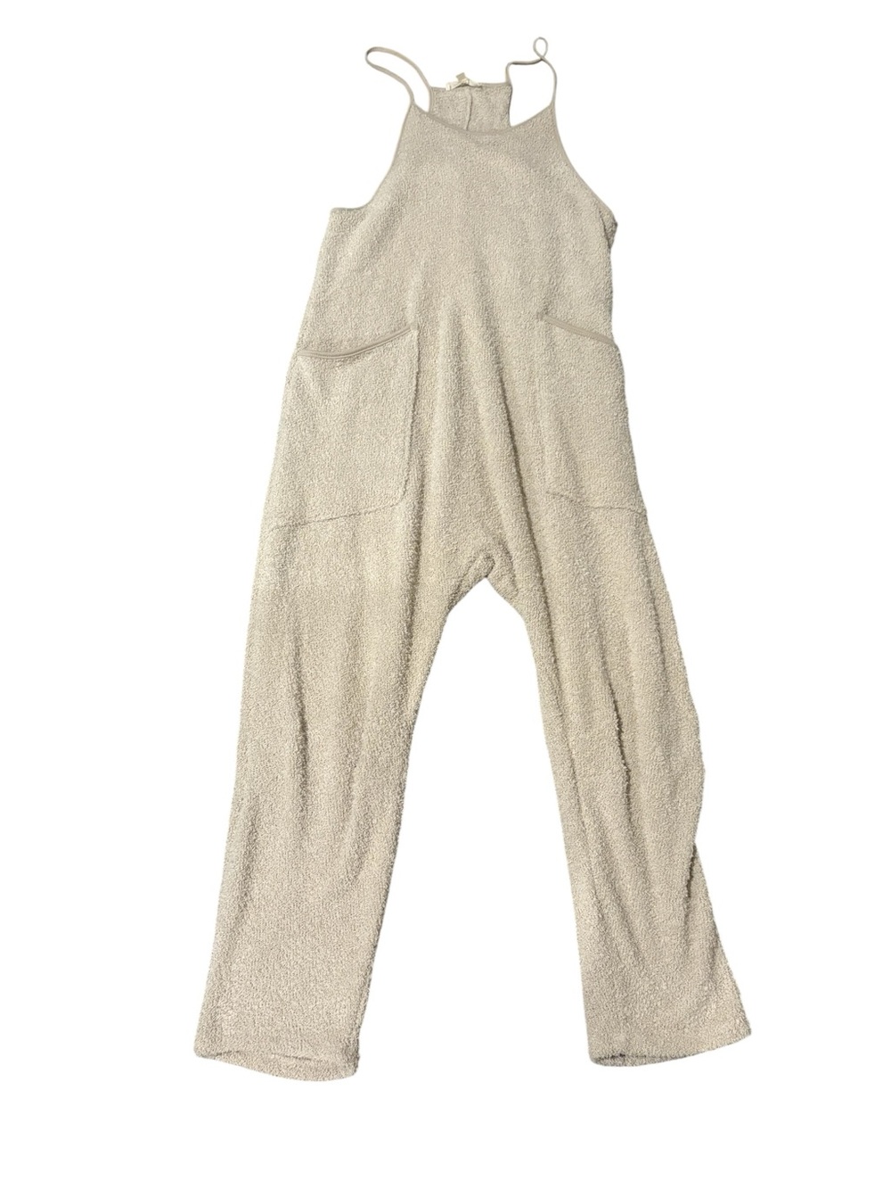 Moa Moa Cream Textured Overalls Jumpsuit